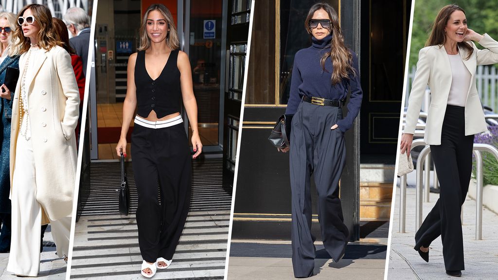 Celebrities wearing wide-leg trousers