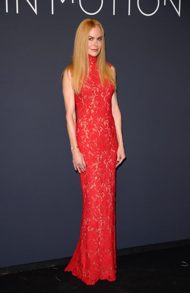 Nicole Kidman posed in red dress