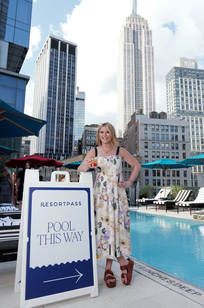 Jenna Bush Hager enjoys a drink poolside
