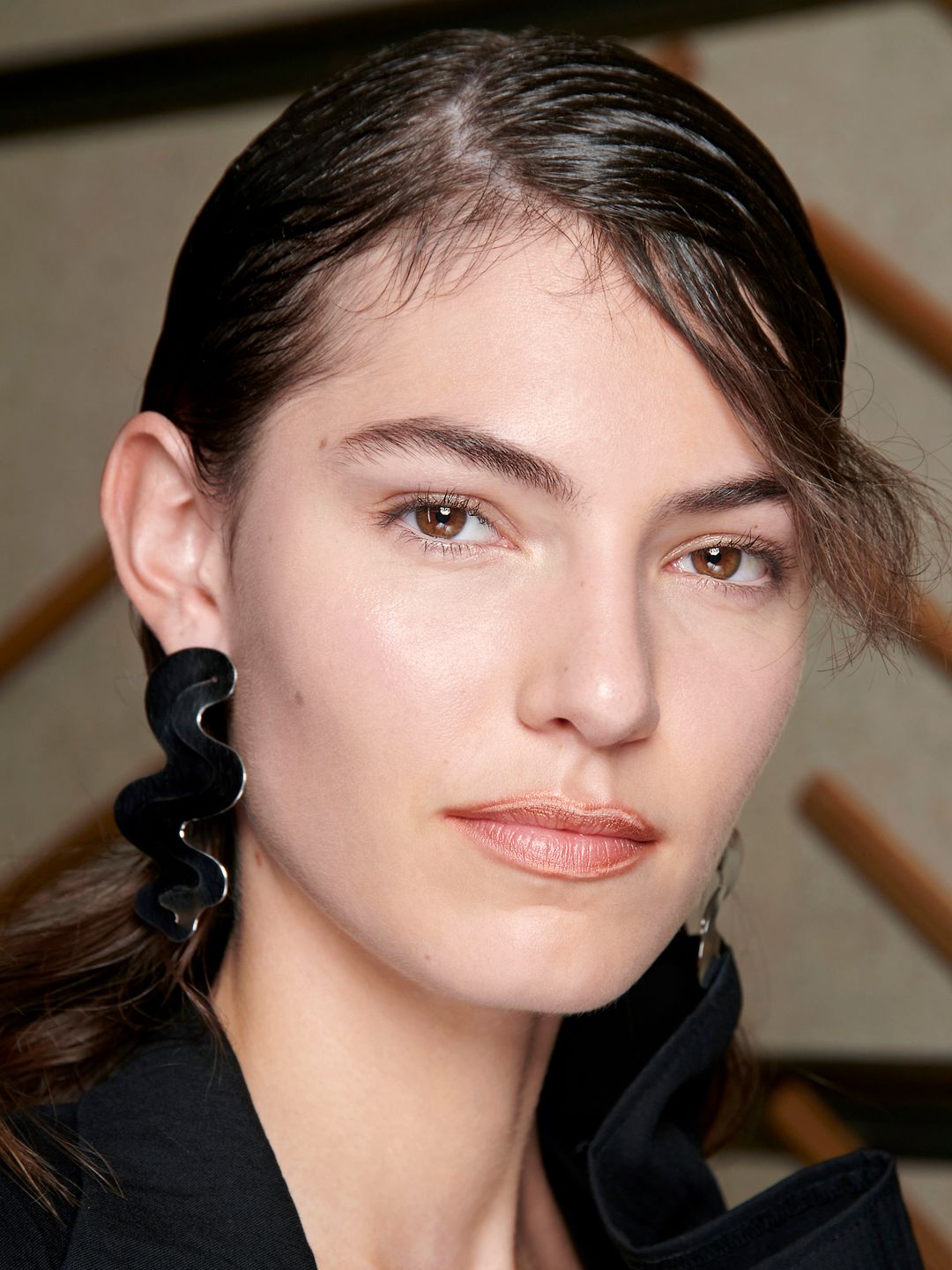 Model wearing lip liner 